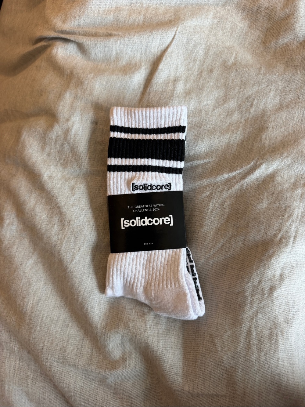 Solidcore White & Black Athletic Pilates grip Crew Socks